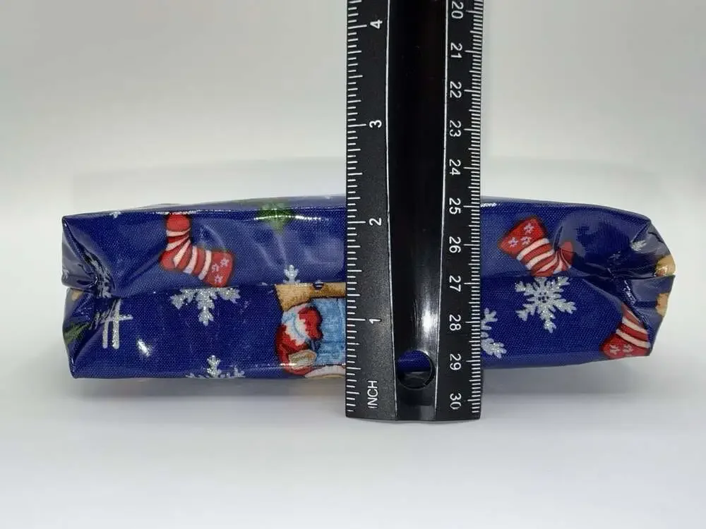 Harrods Christmas Teddy Bear Snowflake Cosmetic Makeup Bag Blue Zip Pouch NWOT